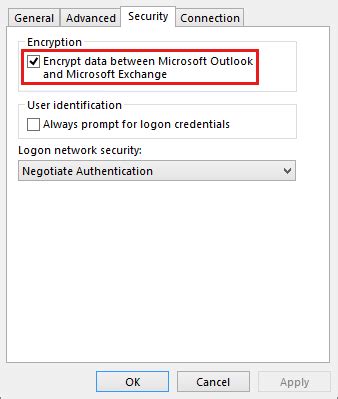 Outlook connection issues with Exchange mailboxes because of .